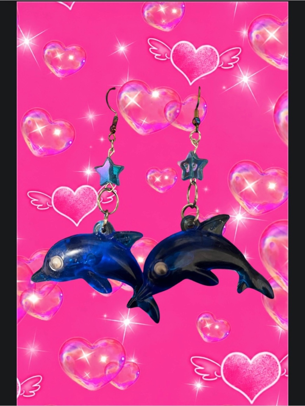 Cute Blue Dolphin Dangle Earrings for Kids